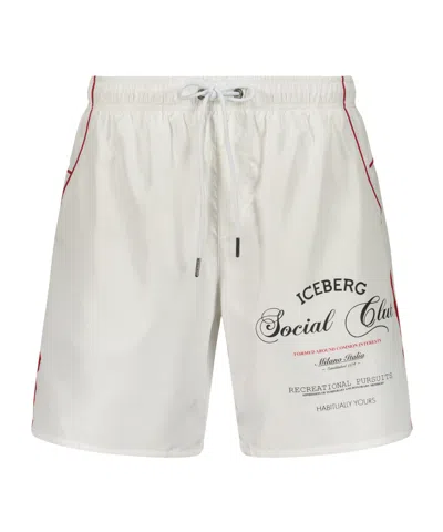 Iceberg Logo-print Piped Swim Shorts In Orange