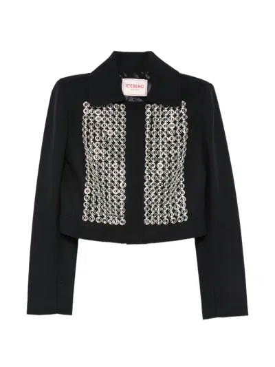 Iceberg Embellished Cropped Jacket In Black