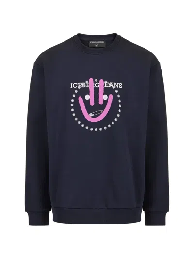 Iceberg Embellished Graphic-print Sweatetshirt In Blue