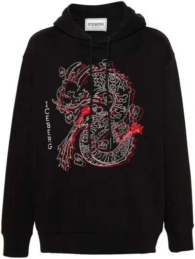 Iceberg Embroidered-design Hoodie In Black