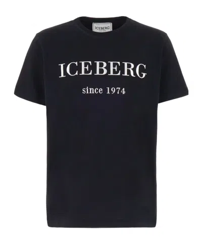 Iceberg Embroidered-logo Cotton T-shirt In Black
