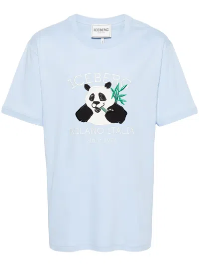 Iceberg Embroidered-logo Cotton T-shirt In Blue