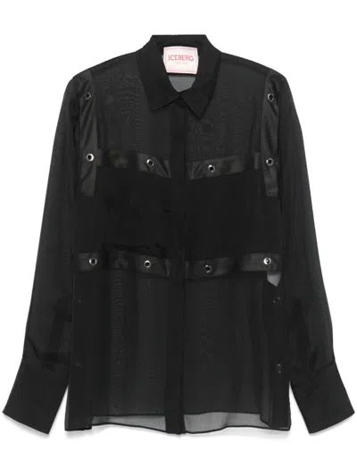 Iceberg Eyelet-embellished Shirt In Black