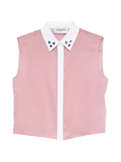Iceberg Eyelet-embellished Sleeveless Shirt In Pink