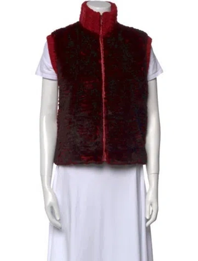 Pre-owned Iceberg Faux Fur Printed Sweater In Red