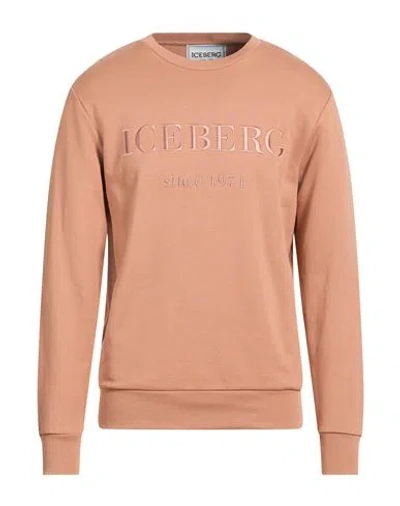Iceberg Felpa Man Sweatshirt Light Brown Size Xl Cotton, Polyester In Pink