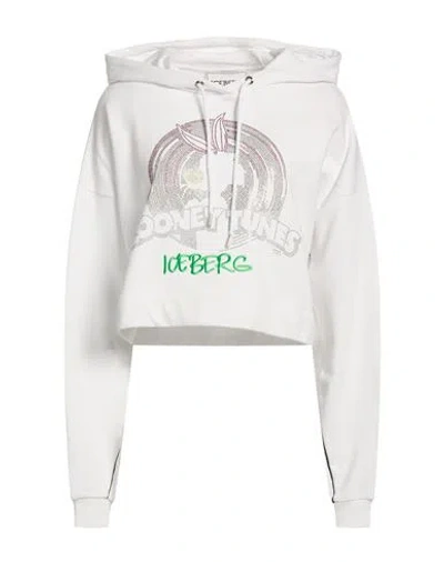 Iceberg Felpa Woman Sweatshirt White Size L Cotton, Glass, Polyester