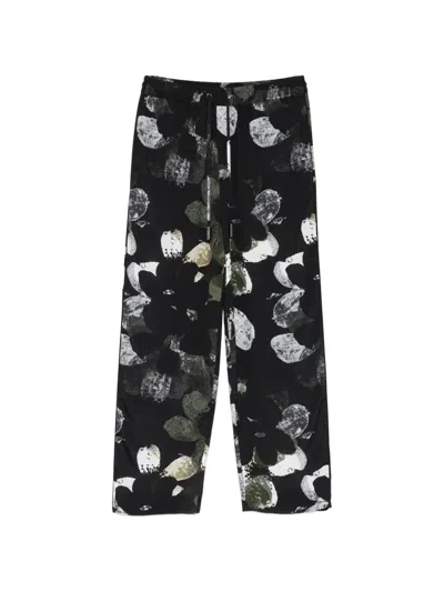 Iceberg Floral Drawstring Trousers In Black