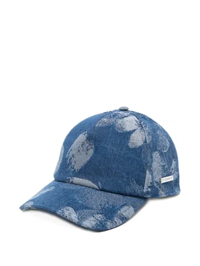 Iceberg Floral-jacquard Denim Baseball Cap In Blue