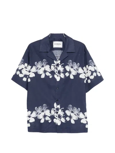 Iceberg Floral-pattern Shirt In Blue