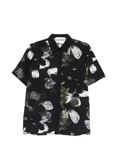 Iceberg Floral Pocket Shirt In Black