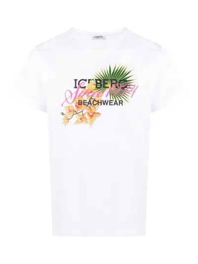 Iceberg Floral-print Cotton T-shirt In Weiss
