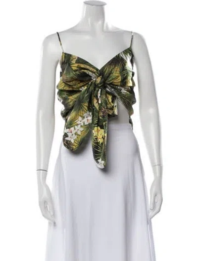 Pre-owned Iceberg Floral Print V-neck Crop Top In Multicolor