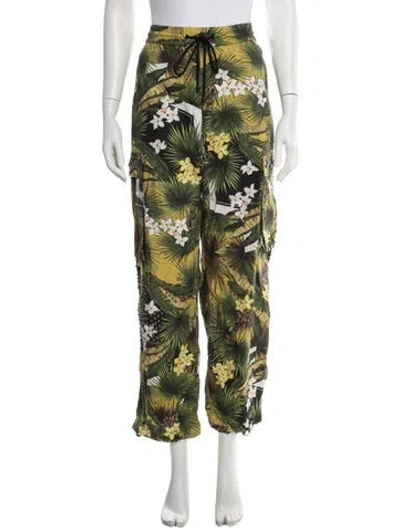 Pre-owned Iceberg Floral Print Wide Leg Pants In Green