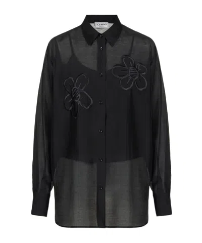 Iceberg Floral-embroidered Shirt In Black