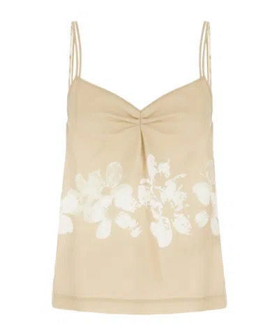 Iceberg Floral-print Linen Top In Neutral