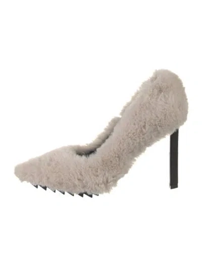 Pre-owned Iceberg Fur Faux Fur Trim Pumps In Neutrals
