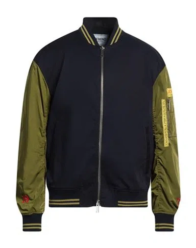 Iceberg Giubbotto Tessuto Man Jacket Midnight Blue Size 42 Cotton, Elastane In Metallic