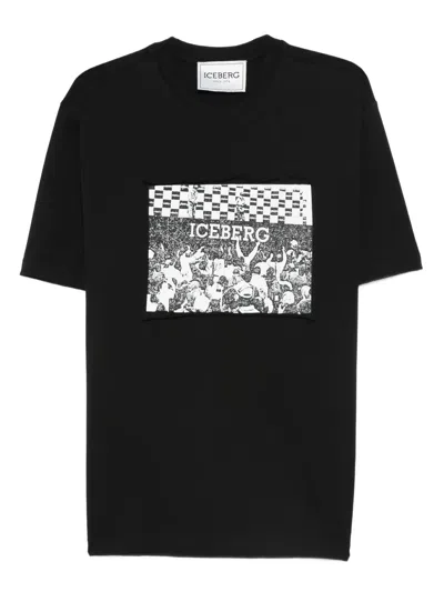 Iceberg Graphic-print Cotton T-shirt In Black