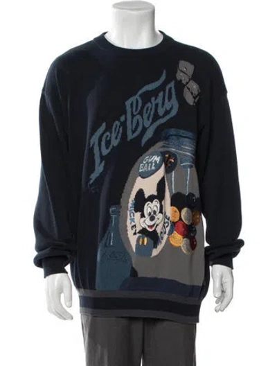 Pre-owned Iceberg Graphic Print Crew Neck Pullover In Blue
