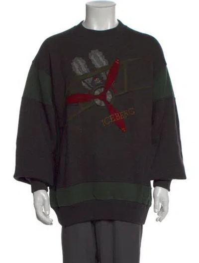 Pre-owned Iceberg Graphic Print Crew Neck Pullover In Gray