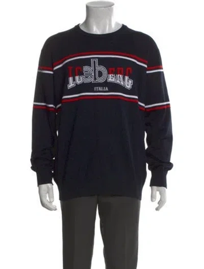 Pre-owned Iceberg Graphic Print Crew Neck Pullover W/ Tags In Black