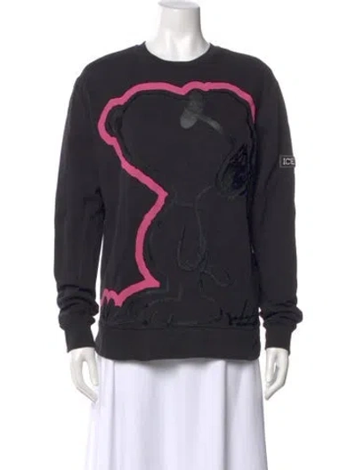 Pre-owned Iceberg Graphic Print Crew Neck Sweatshirt In Black