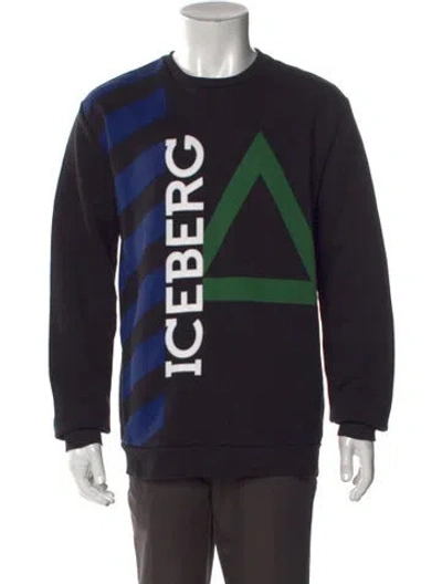 Pre-owned Iceberg Graphic Print Crew Neck Sweatshirt In Black
