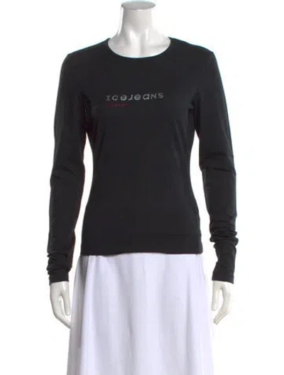 Pre-owned Iceberg Graphic Print Crew Neck Top In Black