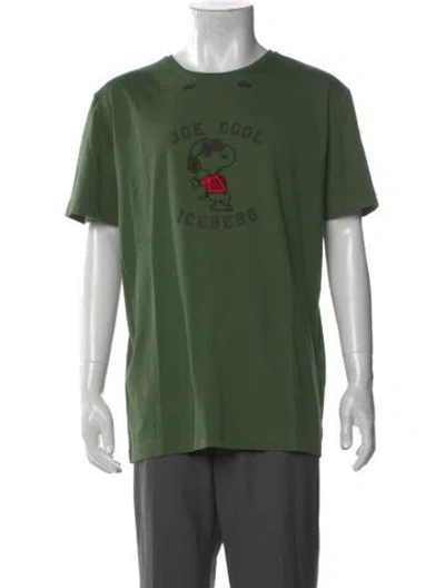 Pre-owned Iceberg Graphic Print Crew Neck T-shirt W/ Tags In Green