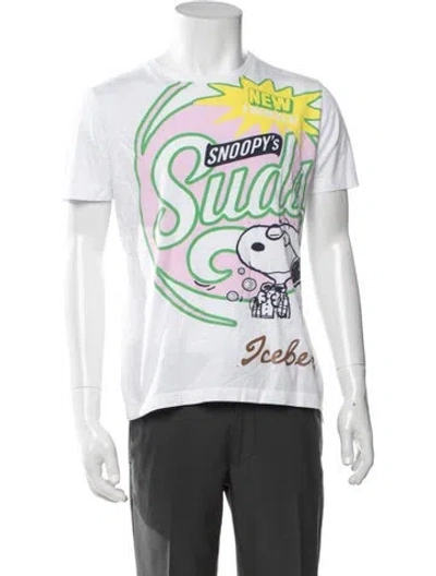 Pre-owned Iceberg Graphic Print Crew Neck T-shirt In White