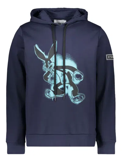Iceberg Graphic-print Hoodie In Blue
