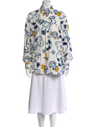 Pre-owned Iceberg Graphic Print Long Sleeve Button-up Top In Multicolor