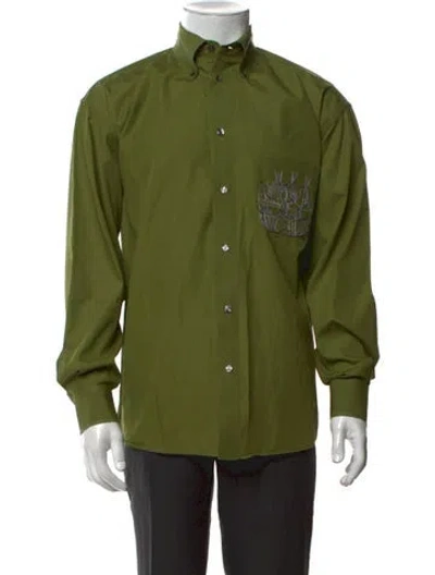 Pre-owned Iceberg Graphic Print Long Sleeve Dress Shirt In Green