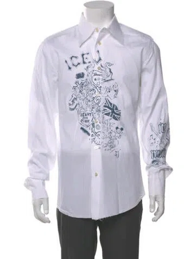 Pre-owned Iceberg Graphic Print Long Sleeve Shirt In Gray