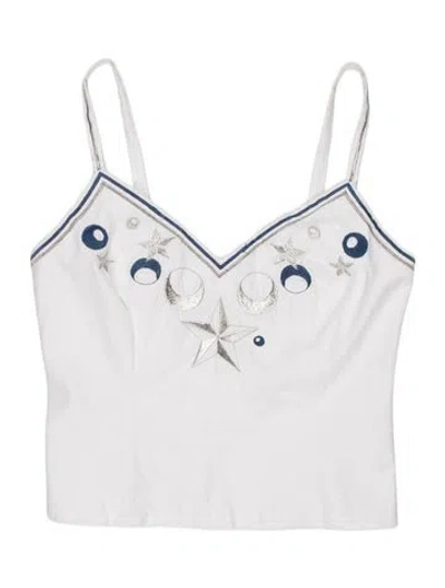 Pre-owned Iceberg Graphic Print Square Neckline Crop Top In White