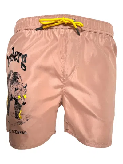 Iceberg Graphic-print Swim Shorts In Brown