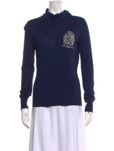 Pre-owned Iceberg Graphic Print Turtleneck Sweater In Blue