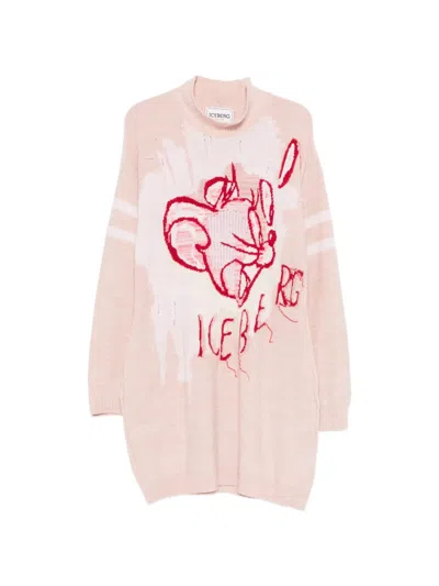 Iceberg Graphic-design Mini Dress In Pink