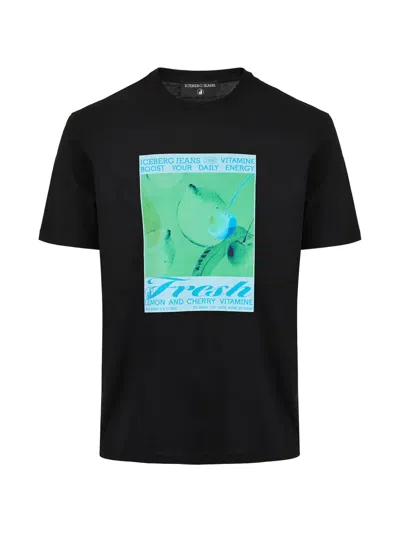 Iceberg Graphic-print Cotton T-shirt In Black