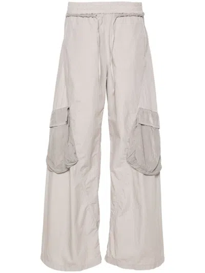 Iceberg Grey Cotton Shell Trousers With Logo