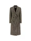Iceberg Herringbone-pattern Double-breasted Coat In Brown