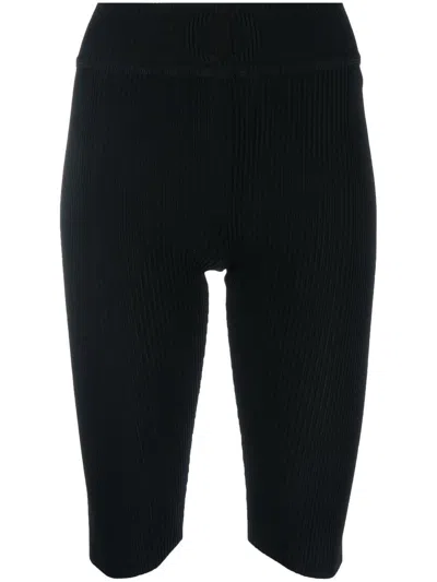 Iceberg High-waist Ribbed-knit Shorts In 黑色