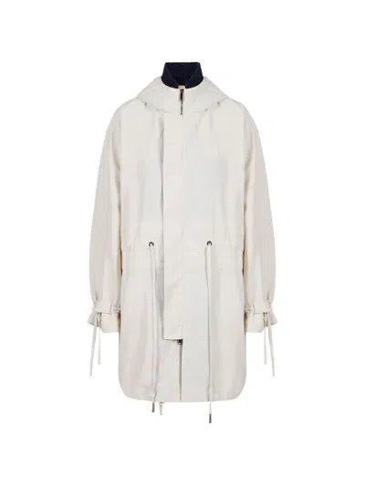 Iceberg Hooded Drawstring Coat In White