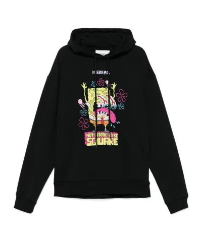 Iceberg Hooded Drawstring Hoodie In Black