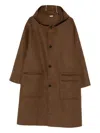 Iceberg Hooded Patch-pocket Coat In Burgundy