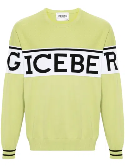 Iceberg Jacquard-logo Cotton Sweatshirt In Green