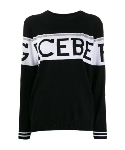 Iceberg Knit Logo Print Jumper In Black