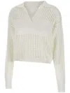 Iceberg Cotton Polo Shirt With Perforated Stripes In White