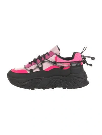 Pre-owned Iceberg Leather Chunky Sneakers In Black